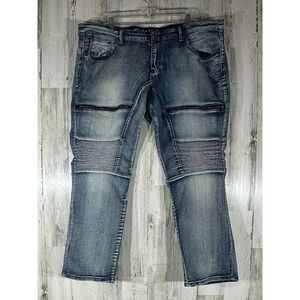 Fusai Mens Jeans 40x32 (43x30) Moto Biker Street‎ Grunge Punk Stretch Zippers